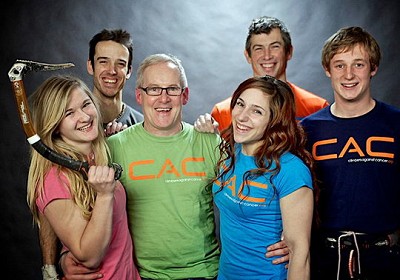 John Ellison with Shauna Coxsey, Tom Randall, Alex Puccio, Andy Turner and Pete Whittaker  © Climbers Against Cancer