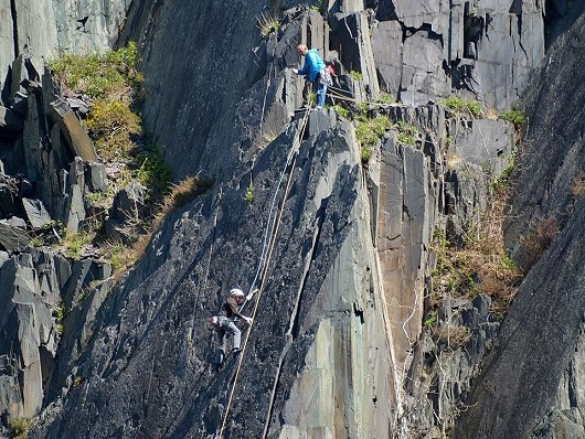 On the last legs of my father Mel Roberts who put up this route in 1985 :)  © ItsHuwHaribo