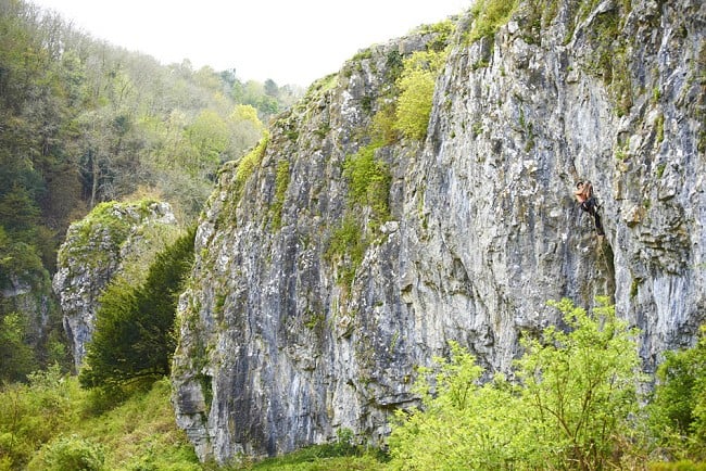 Tom Newberry making the 2nd ascent of Death Star, 8c, Cheddar Gorge  © Tom Hargreaves