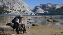 Stately Pleasure, Pywiack and Medlicott Domes from Tenaya Lake, Tuolumne Meadows, Yosemite.