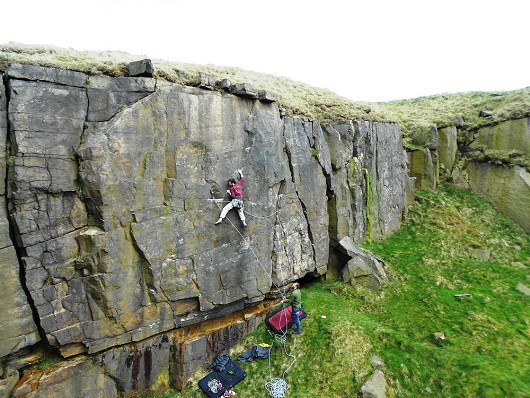 Olly, Scared, but digging in on Spanner Wall (E2 5b.  © Simmo576