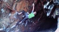 Screen Capture of Orrin Coley on Squishy Squashy, V10 at Forest Rock