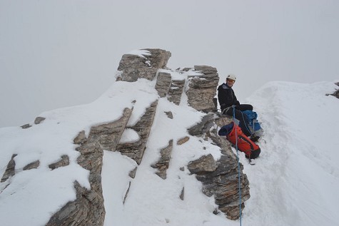 Tom at our high point on sub-Mytikas, 2900m  © Robert Wragge-Morley