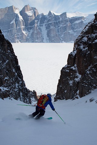 Michelle Blaydon descending one of the many impressive couloirs  © Berghaus