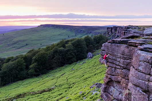 Unknown climber soloing Verandah Buttress at Stanage, a perfect mid-week after work session.  © Dan Matthewman