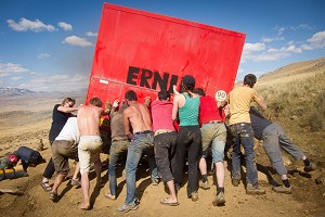 Trying to get Ernie un-stuck from the mud  © Hot Rock