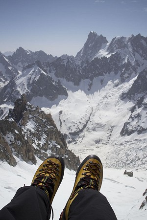 The Cube GTX looking over at the Grandes Jorasses, Mont Blanc Range  © Jack Geldard Collection