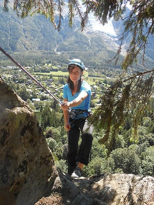 The Author -Katy Dartford - abseiling at Les Gaillards  © Action Outdoors