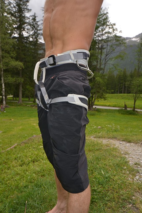 The Wild Country Men’s Session Short with a harness  © Heather Florence / Jonny Baker