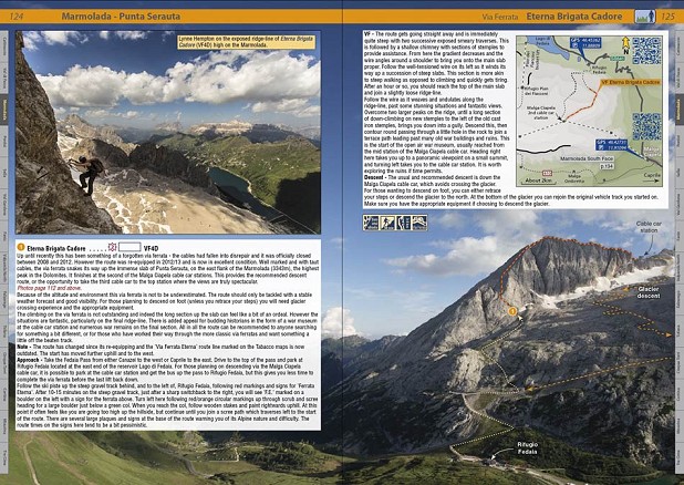 Via ferrata are covered on self-contained double page spreads  © Rockfax