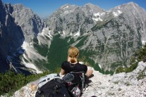 The view for lunch from part-way up Mount Triglav in Slovenia.