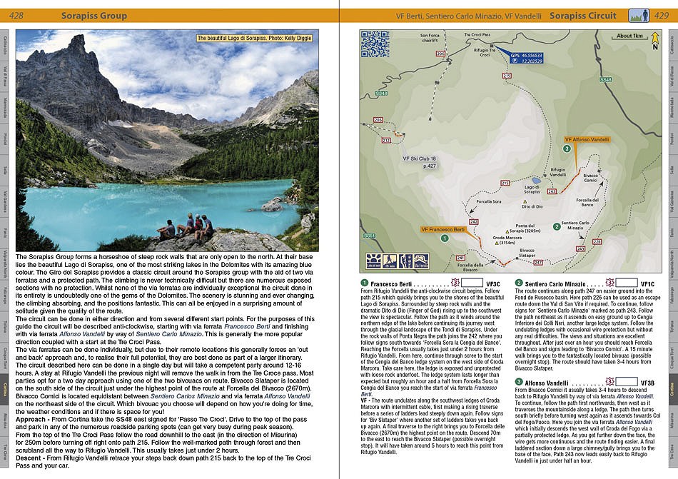 The Sorapiss Circuit from the Rockfax guidebook - Dolomites : Rock Climbs and Via Ferrata  © Rockfax