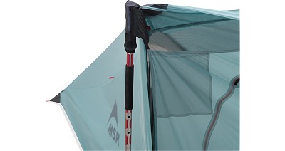 MSR Flylite Tent - The neat solution to fixing the trekking poles into place  © MSR