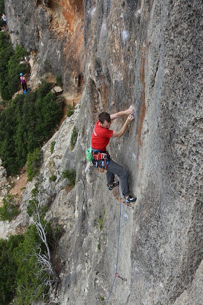 Testing the Ophir Harness on a sport climbing trip to Mallorca  © Jack Geldard