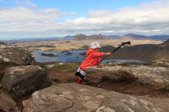 We said Stac Pollaidh was a dragon, and she could bash him on the head if she made it to the top  © Dan Bailey
