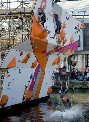 Chris Cubitt taking the plunge of problem 1 in the Exeter DWS Semi-Final  © Paul Phillips