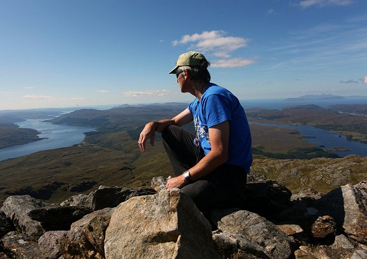 Martyn Burrows enjoying the view from Bein Resipol summit.  © Smartmart