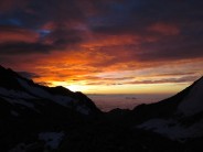 Dawn from the Col at the beginning of the South-South-East Ridge of the Weissmies.