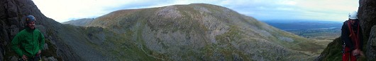 Slightly crummy mobile phone panorama from the third belay of D ordinary route  © David Wilby