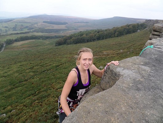 Topping out on Heaven Crack, Stanage, Peak District  © samanthamayers