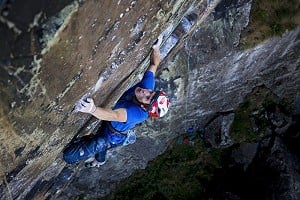 James Pearson climbing Rhapsody, E11 7a  © Chris Prescott/ Hot Aches Productions