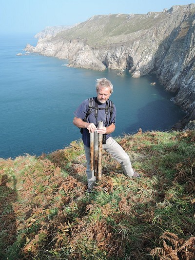 Three stakes which were recently placed and removed at Lundy  © Paul Harrison