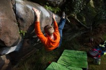 Tim bouldering at the Roaches