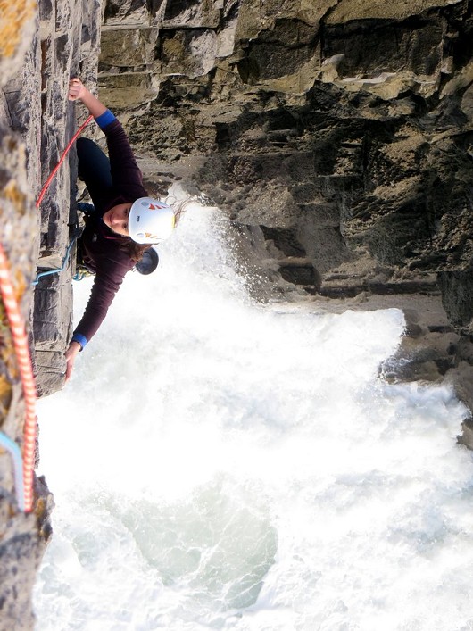 Cardiff University Mountaineering Club enjoying the thrills of sea cliff climbing in Pembrokeshire  © Huw Mithan
