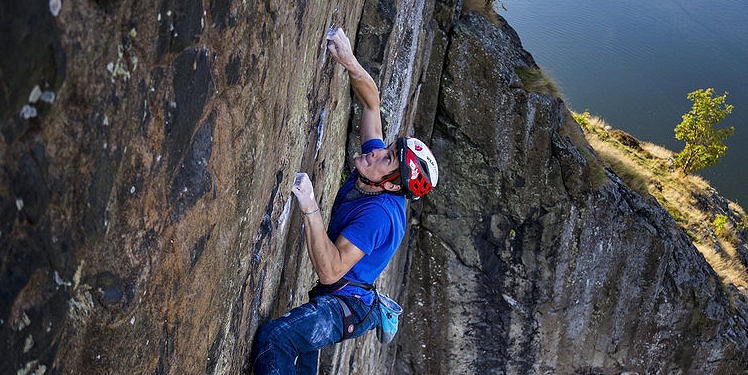James Pearson making the 4th ascent of Rhapsody