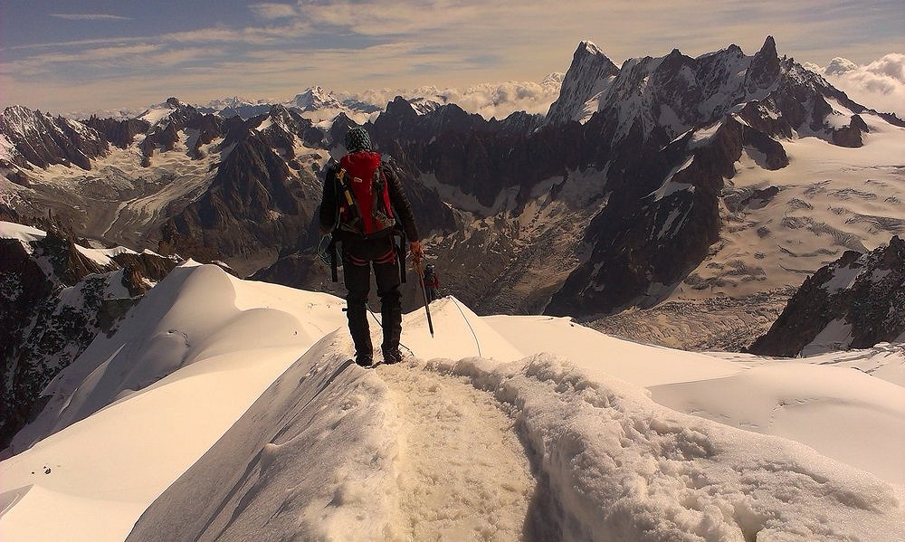 ridge from Aiguille de Midi in Chamonix with the Italian alps in the background  © cobblermad