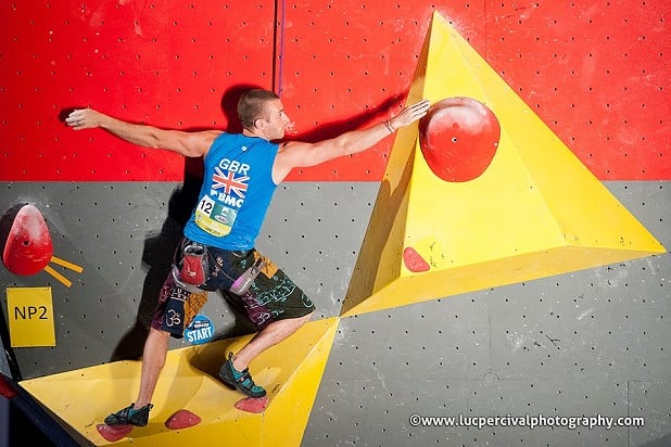 Dave Bowes competing in the Paraclimbing World Cup  © Luc Percival