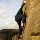 Bouldering in the evening sun at Burbage South Boulders