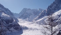 View up the Mer de Glace towards the Grand Jorasses