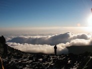 Kili. Below the Breach Wall but above the cloud. Meru in the distance