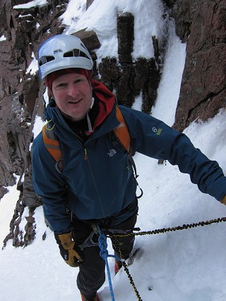 Nice and dry in a soggy, sweaty Couloir  © Dave Saunders