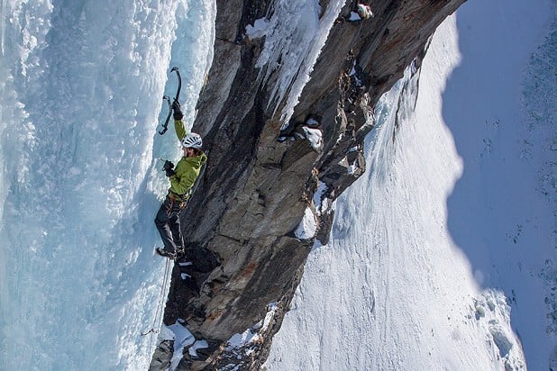 Steep ice is where you really want an ice screw that works!  © Jon Griffith - Alpine Exposures