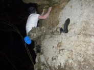Night bouldering on unknown crag not far from Carmear Rock