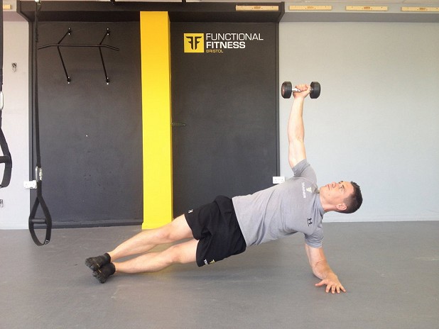 Side Plank with rotation start pose  © Functional Fitness Bristol Ltd