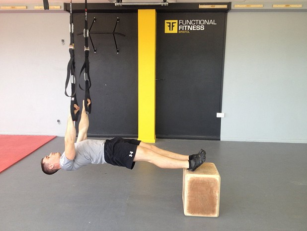 Hanging back plank with box  © Functional Fitness Bristol Ltd
