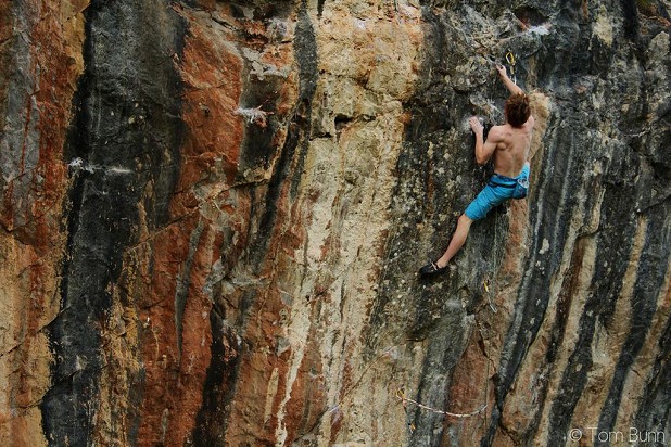 Chimera Extension 8c: Another of Ellis' first ascents at Anstey's  © Tom Bunn