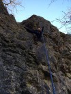 Ben Waddams flailing on The Whole Truth, Ippikin's Rock, Shropshire - Winter