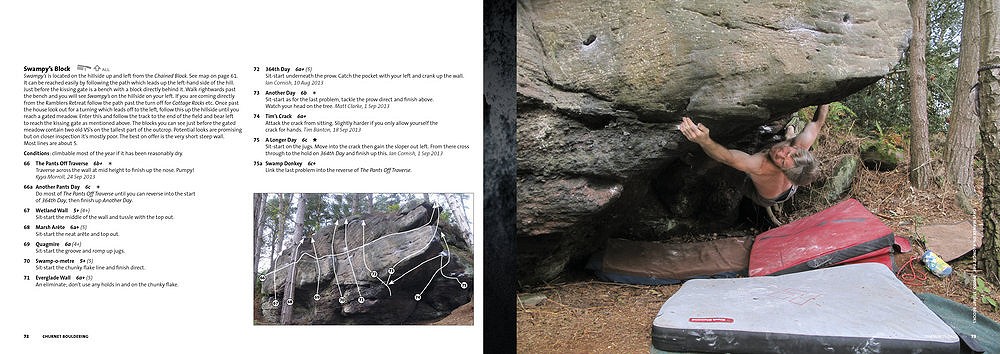 Churnet Bouldering Guidebook example page  © Vertebrate Publishing