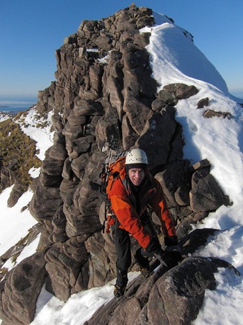 Dry rock and neve - lovely winter scrambling conditions  © Dan Bailey