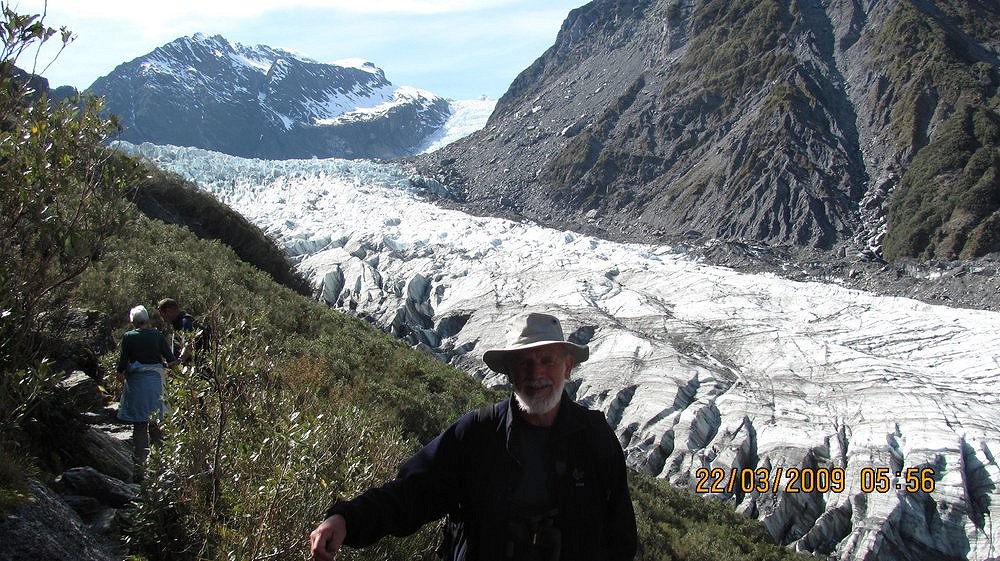 John visiting the Fox Glacier, New Zealand  © J.P. Ross
