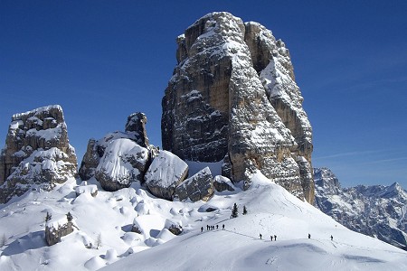 Approaching the towers of Cinque Torri  © Collett's Mountain Holidays