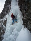 Max Cole on the first pitch of Harrison's Climb Direct