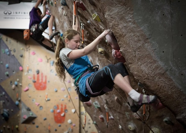 Caitlin in the middle of her 100-climb challenge  © UKC News