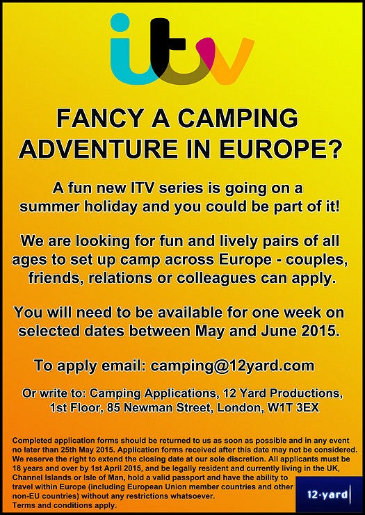 Premier Post: New Series Casting - ITV Camping Adventure Show