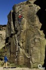 Enjoying the early morning conditions on Ilkely Quarry, beautiful crag if you can get there early!