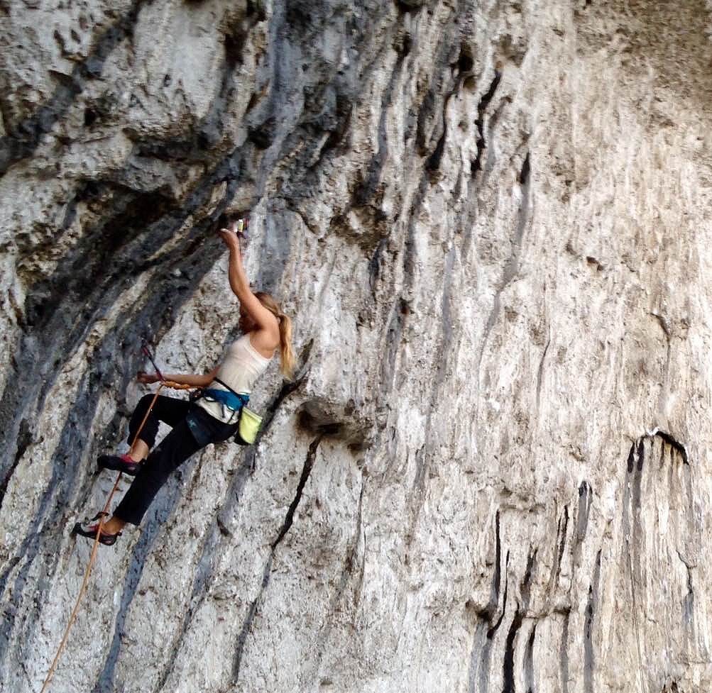 Mina becoming the second woman to climb Austrian Oak  © Penelope Orr
